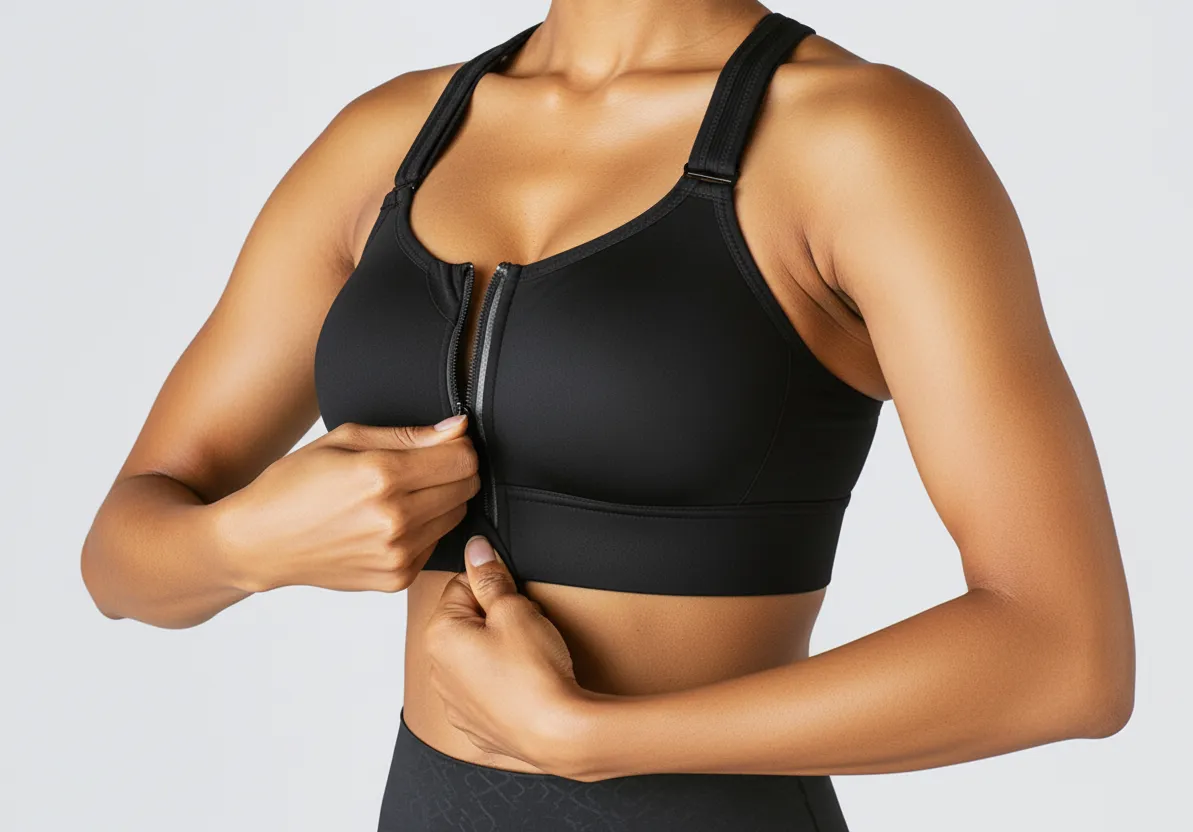 Complete sports bra guide showing high impact, medium impact, and low impact options for various athletic activities including running, yoga, and strength training