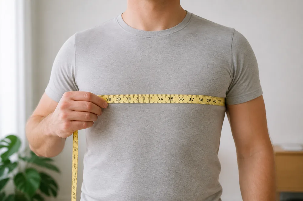 Soft tape measuring chest and waist for clothing size chart lookup