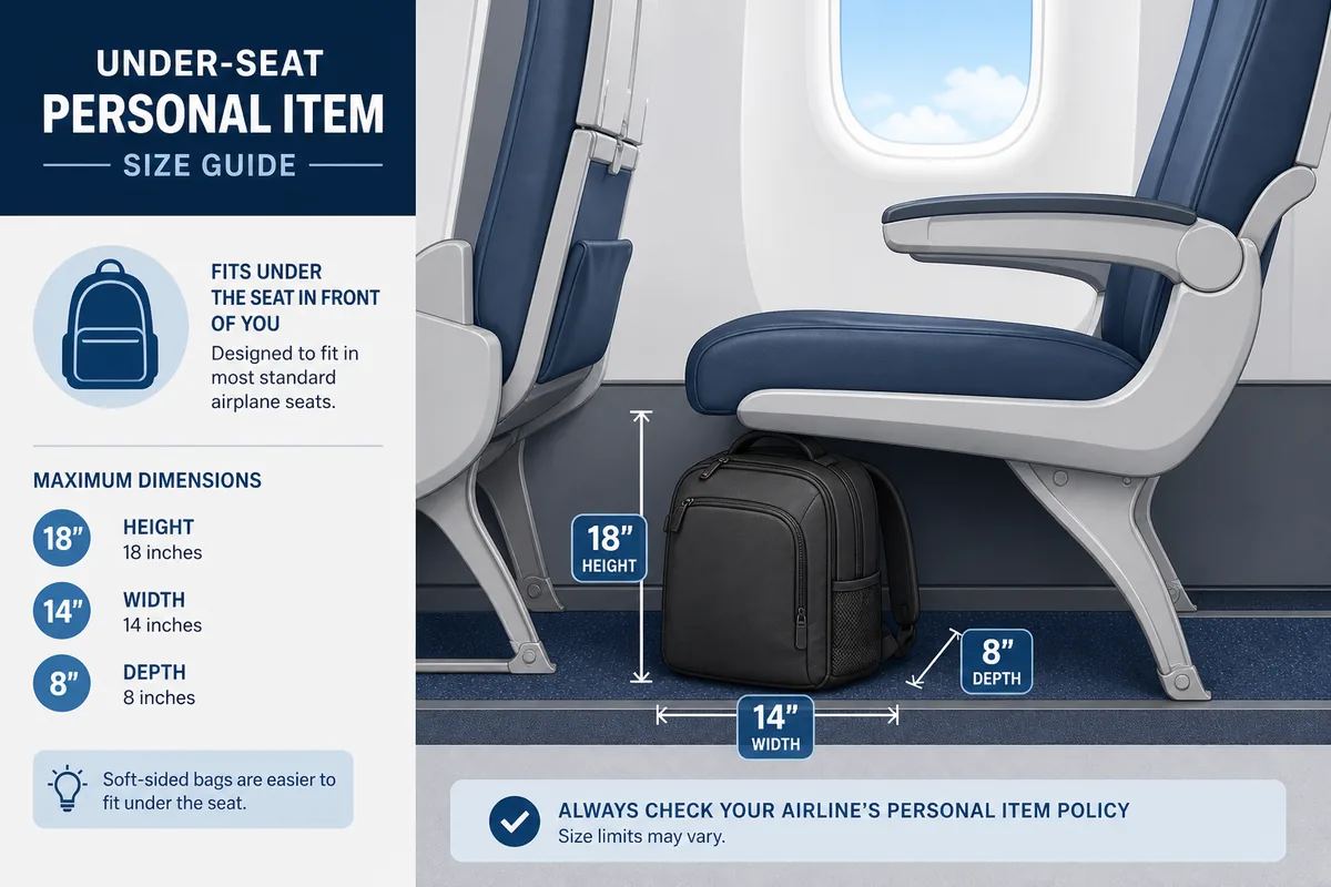 Delta personal item backpack fitting under an airplane seat