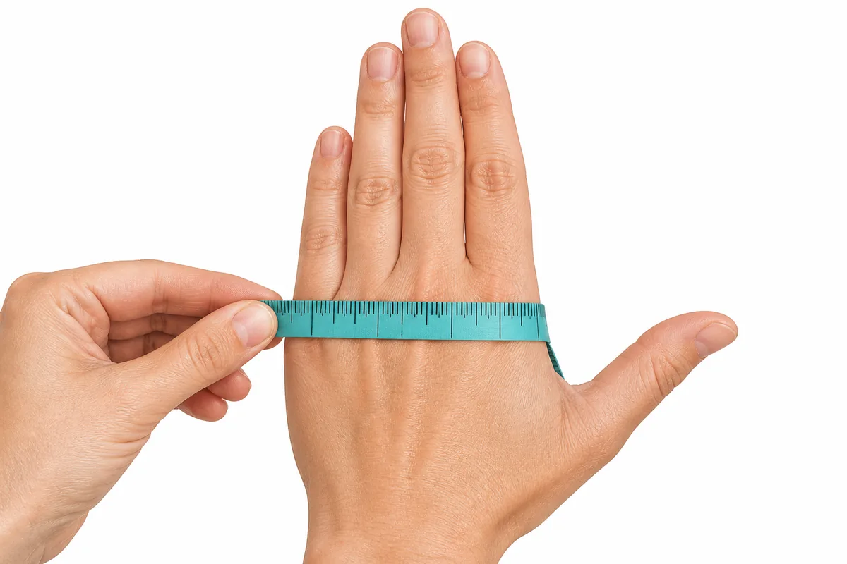 How to measure hand circumference around the knuckles excluding the thumb