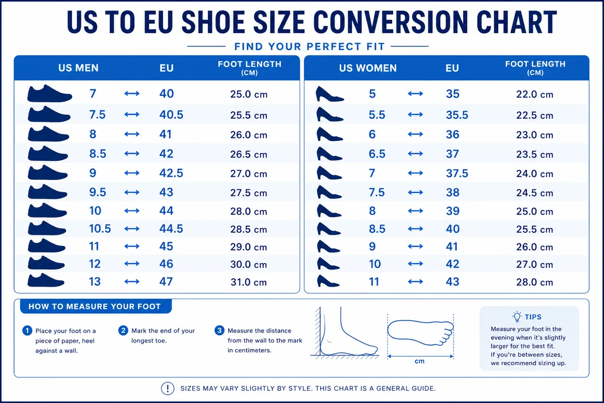 International shoe size conversion chart for puma shoppers