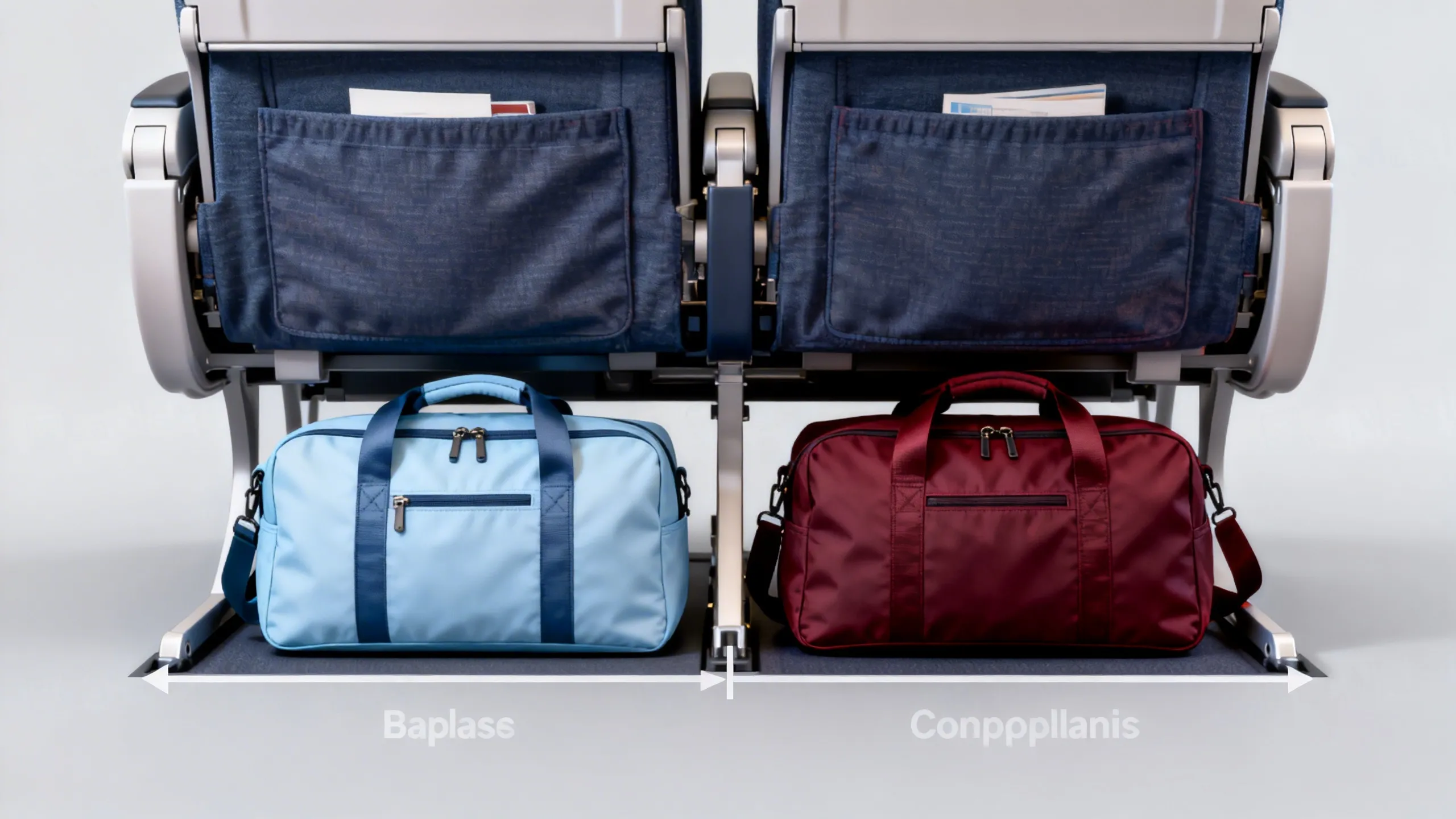 Underseat fit comparison image for personal item size chart